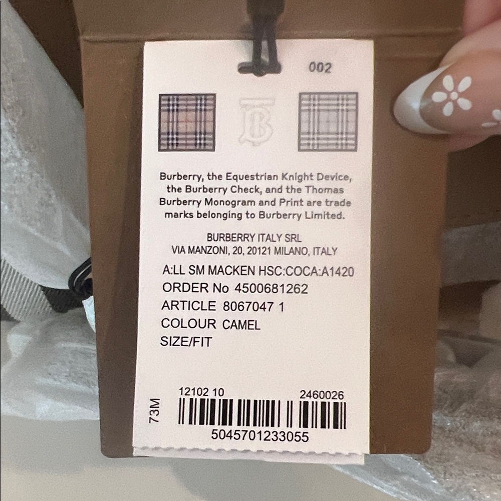 NWT Burberry Macken Leather and House Check Crossbody Bag Small Camel | Tan - Picture 16 of 16